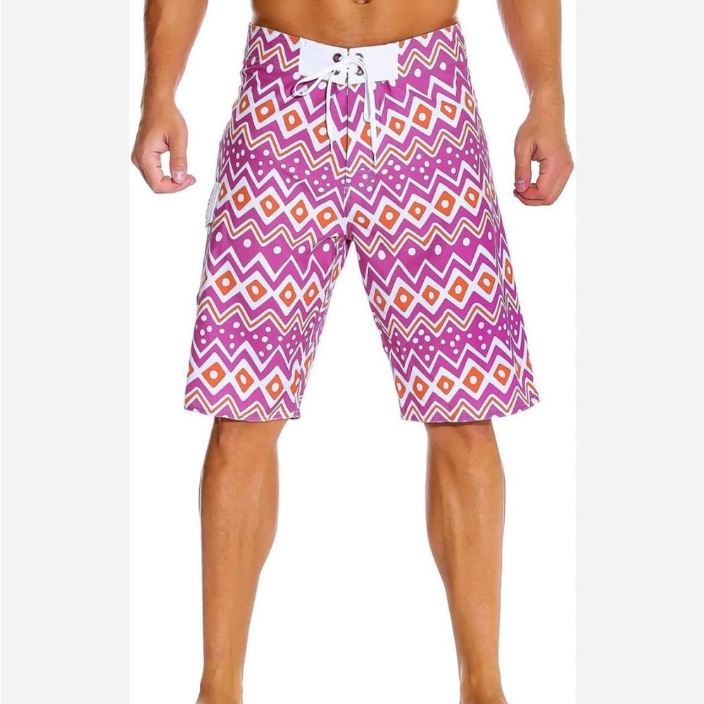 Unitop Men's Elegant Fit Tropical Stripes Beach Shorts Swim Trunks size 38